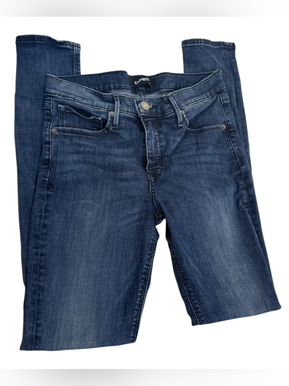 Express Stretch+ Mid Rise Legging Jeans Women’s Size 8 Long Dark Wash Denim
